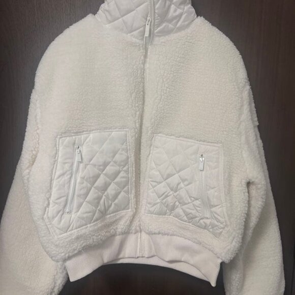 Alo Yoga Sherpa Edge Bomber White Size S - Picture 11 of 15
